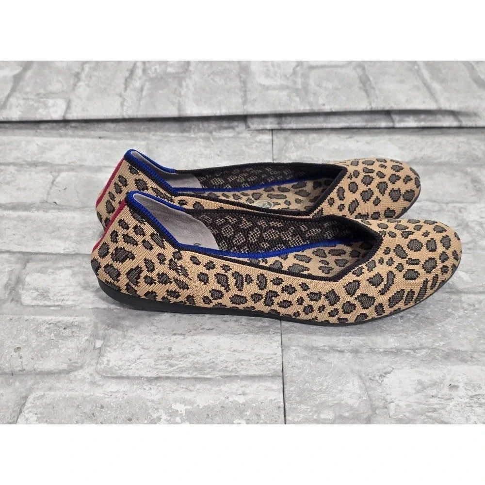 Rothy's The Flat Round Toe Ballet Flats Size 7 Leopard Cheetah Animal Print